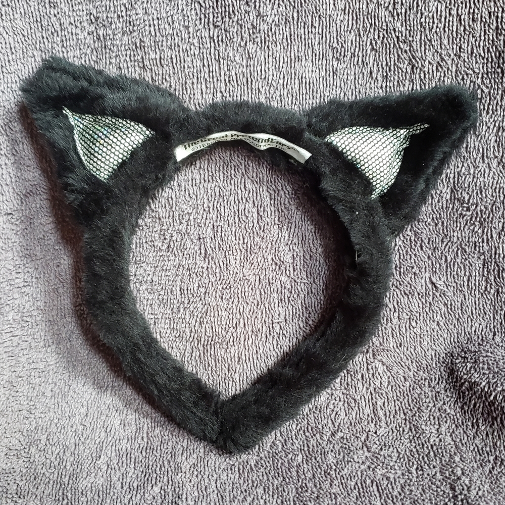 Halloween Fuzzy Black Silver Cat Ears Head Band Great Prentendears Hanover